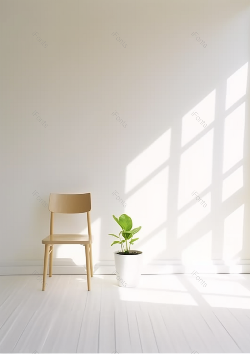 木质椅子和植物光影效果室内装修背景,高清,摄影图,摄影图片,图片大全,摄影图免费下载